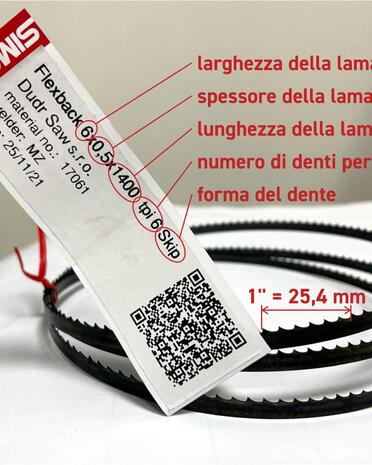 Etichetta del prodotto. Cosa significano i dati sulla lama a nastro?